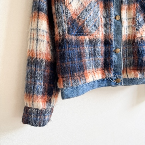 ANTHROPOLOGIE • Pilcro Plaid Denim Mix Jacket in Blue Morif • XS - Picture 7 of 16